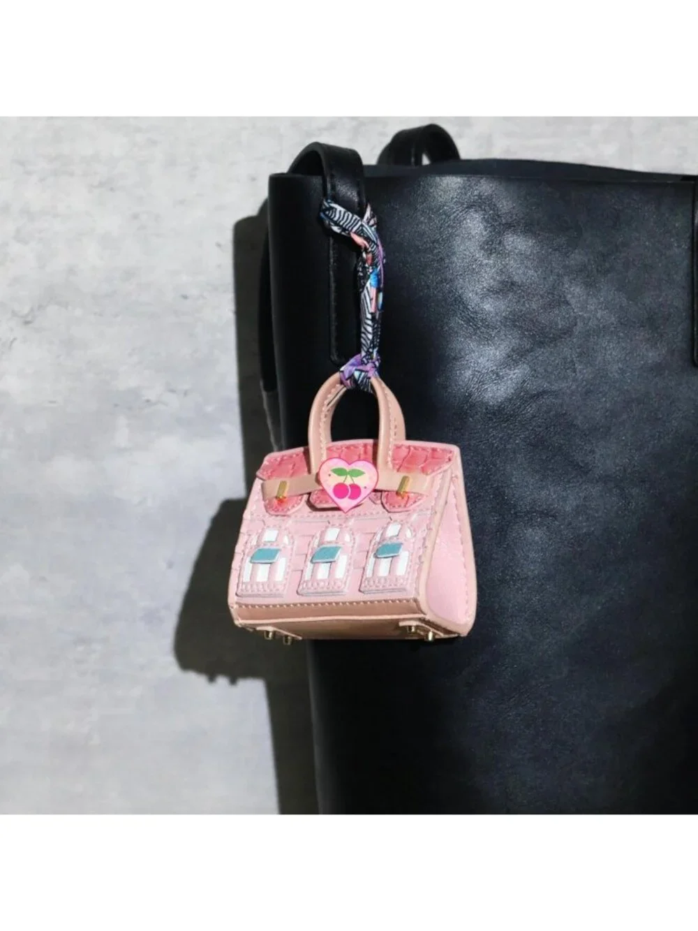 2 PCS Mini Tote Bag Charms & Keychain Pouch - Small Coin Purse Wallet Set
